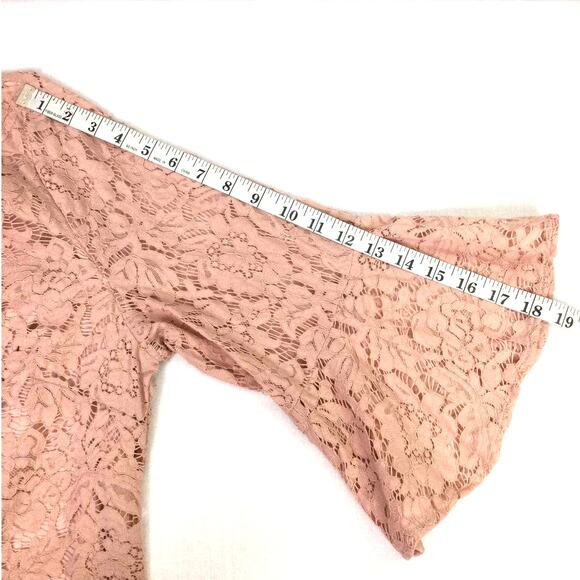 Lane Bryant Women's Romantic Feminine Lace Flounce Sleeve Pink Dress Size 14P - Picture 12 of 14